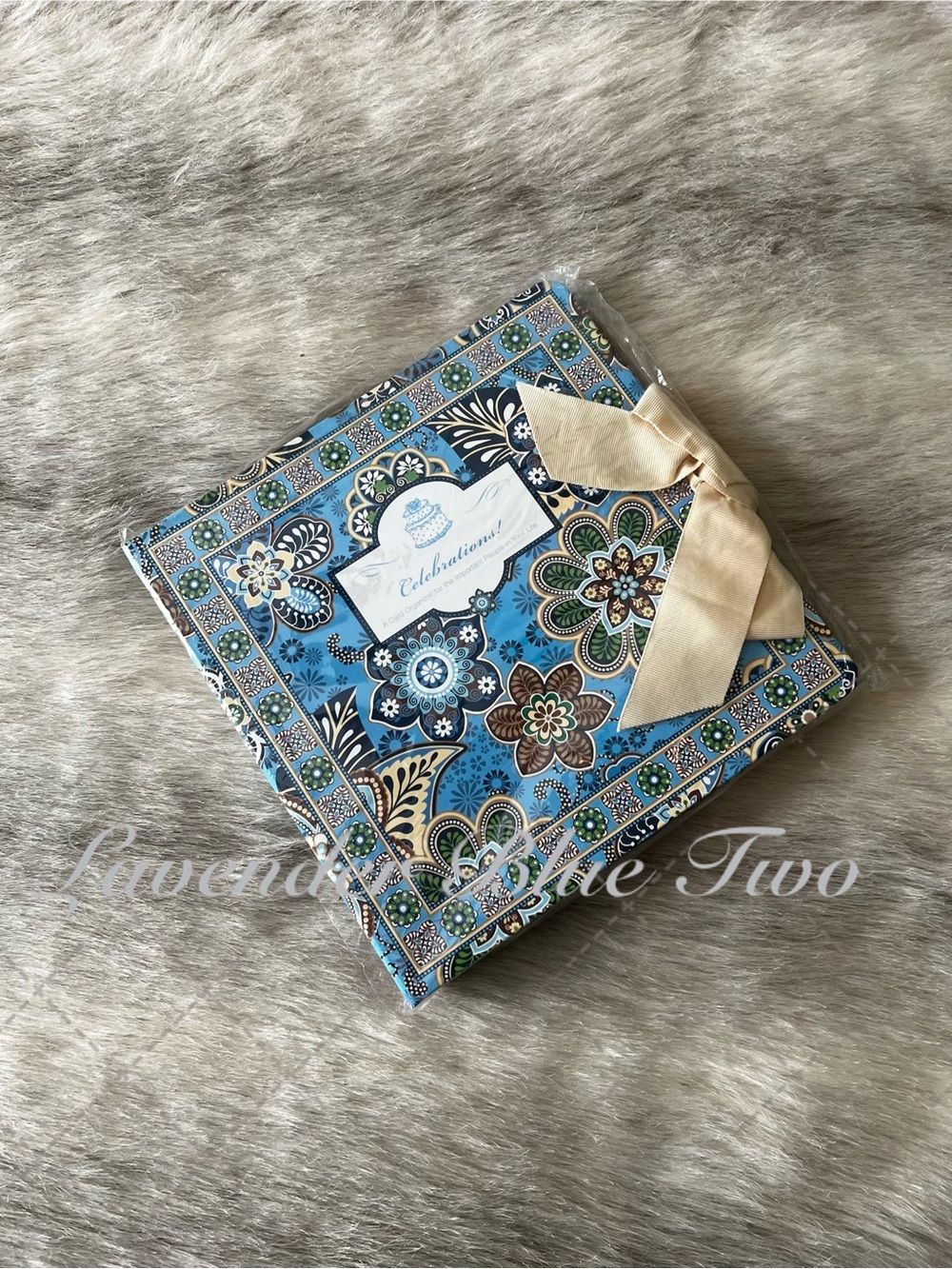 New VERA BRADLEY Bali Blue 2009 Greeting Card Organizer CELEBRATIONS Floral Y2K